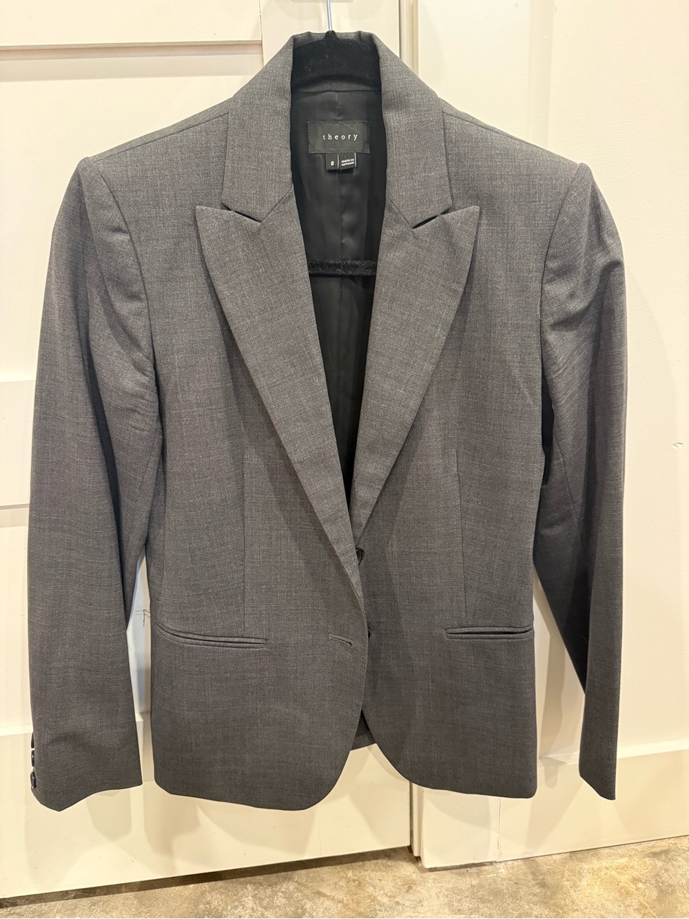 Theory Women’s  Charcoal Gray Double Button Blazer